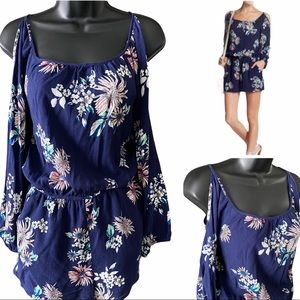 3/$30 Love...ady Navy Cold Shoulder Floral Romper